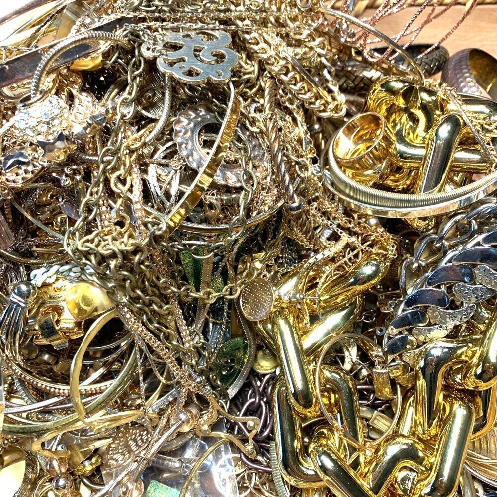 1lb Gold & Gold-Tone Jewelry Bundle - Fun Wearable Mix Many Styles